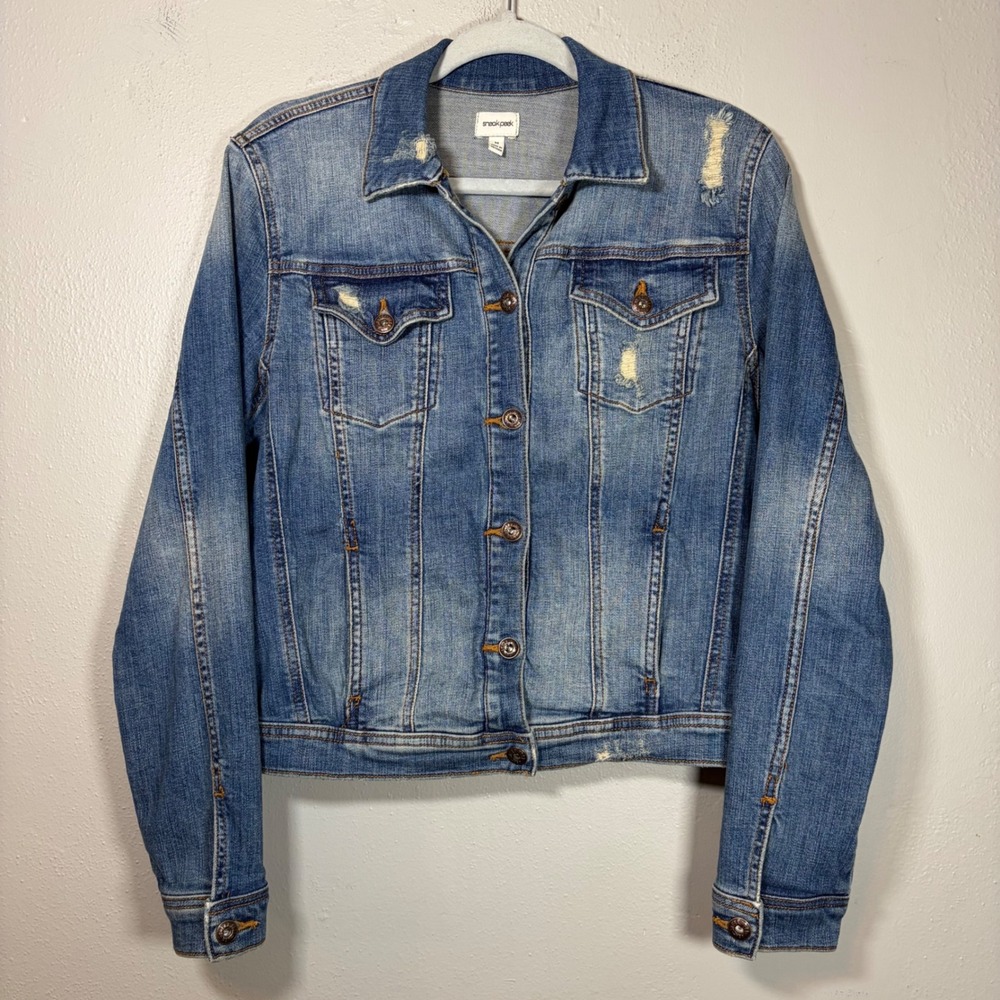 Sneak Peek Womens Distressed Denim Trucker Jacket Medium Wash SP-J3637M Size M